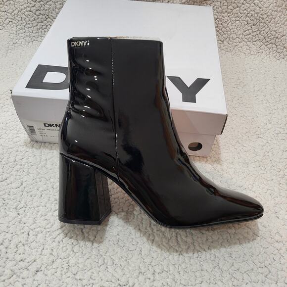 NEW DKNY Women's Steph Heeled Boot booite Glossy Black size  9.5 - Picture 1 of 7